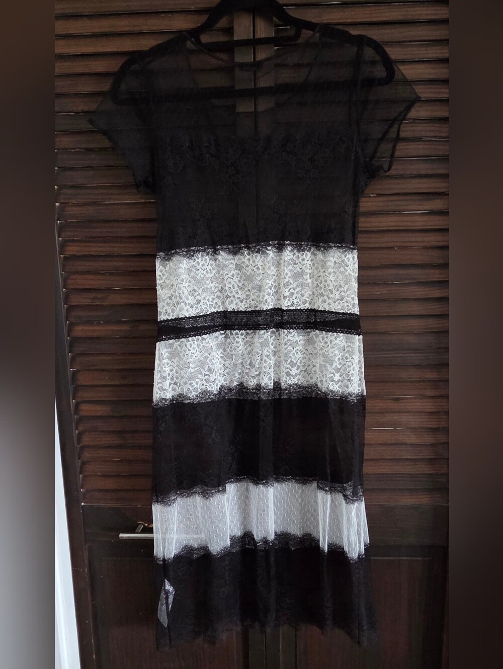 Black And White Sheer Lace Dress